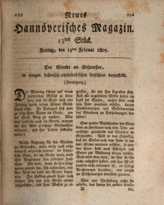 Neues hannoversches Magazin (Hannoversche Anzeigen) Freitag 15. Februar 1805