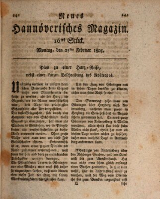 Neues hannoversches Magazin (Hannoversche Anzeigen) Montag 25. Februar 1805