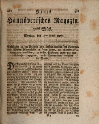 Neues hannoversches Magazin (Hannoversche Anzeigen) Montag 15. April 1805