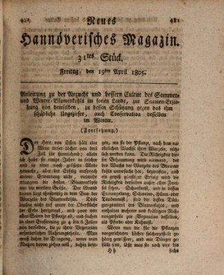 Neues hannoversches Magazin (Hannoversche Anzeigen) Freitag 19. April 1805