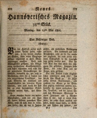 Neues hannoversches Magazin (Hannoversche Anzeigen) Montag 13. Mai 1805