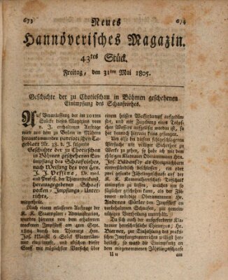 Neues hannoversches Magazin (Hannoversche Anzeigen) Freitag 31. Mai 1805