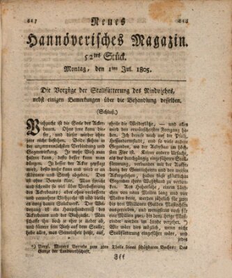 Neues hannoversches Magazin (Hannoversche Anzeigen) Montag 1. Juli 1805