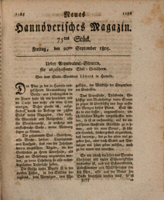 Neues hannoversches Magazin (Hannoversche Anzeigen) Freitag 20. September 1805