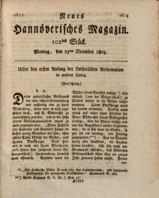 Neues hannoversches Magazin (Hannoversche Anzeigen) Montag 23. Dezember 1805