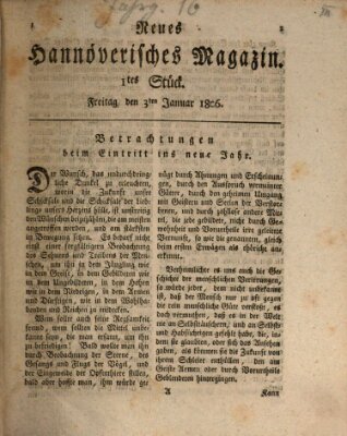 Neues hannoversches Magazin (Hannoversche Anzeigen) Freitag 3. Januar 1806