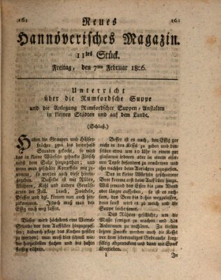 Neues hannoversches Magazin (Hannoversche Anzeigen) Freitag 7. Februar 1806