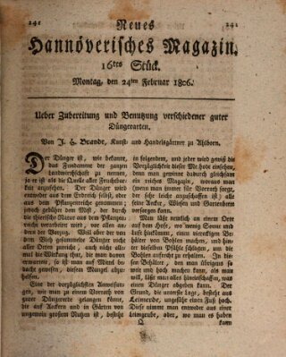 Neues hannoversches Magazin (Hannoversche Anzeigen) Montag 24. Februar 1806