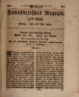 Neues hannoversches Magazin (Hannoversche Anzeigen) Freitag 16. Mai 1806