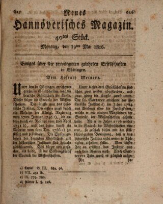 Neues hannoversches Magazin (Hannoversche Anzeigen) Montag 19. Mai 1806