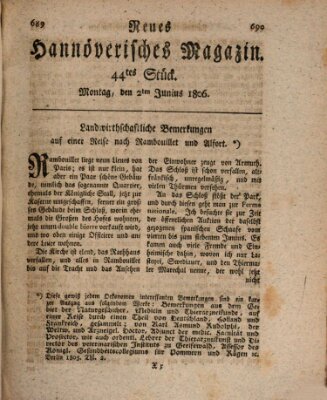 Neues hannoversches Magazin (Hannoversche Anzeigen) Montag 2. Juni 1806