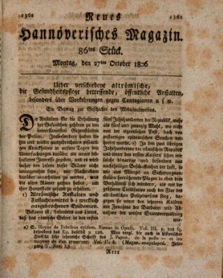 Neues hannoversches Magazin (Hannoversche Anzeigen) Montag 27. Oktober 1806