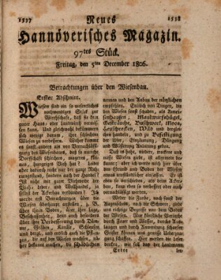 Neues hannoversches Magazin (Hannoversche Anzeigen) Freitag 5. Dezember 1806