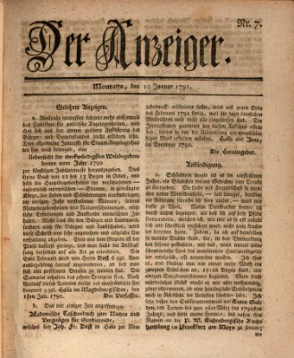 Der Anzeiger (Allgemeiner Anzeiger der Deutschen) Montag 10. Januar 1791