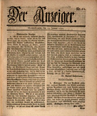 Der Anzeiger (Allgemeiner Anzeiger der Deutschen) Samstag 15. Januar 1791