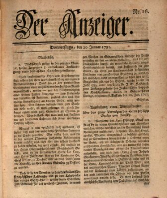 Der Anzeiger (Allgemeiner Anzeiger der Deutschen) Donnerstag 20. Januar 1791