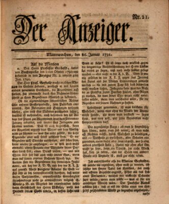 Der Anzeiger (Allgemeiner Anzeiger der Deutschen) Mittwoch 26. Januar 1791