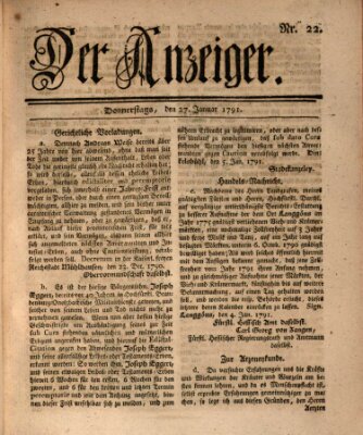 Der Anzeiger (Allgemeiner Anzeiger der Deutschen) Donnerstag 27. Januar 1791