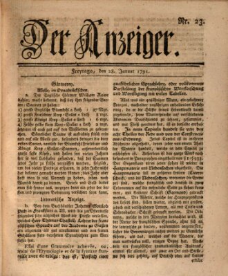 Der Anzeiger (Allgemeiner Anzeiger der Deutschen) Freitag 28. Januar 1791