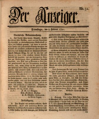 Der Anzeiger (Allgemeiner Anzeiger der Deutschen) Dienstag 8. Februar 1791