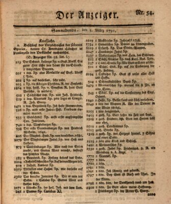 Der Anzeiger (Allgemeiner Anzeiger der Deutschen) Samstag 5. März 1791