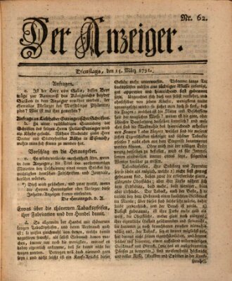 Der Anzeiger (Allgemeiner Anzeiger der Deutschen) Dienstag 15. März 1791