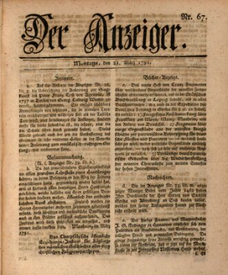 Der Anzeiger (Allgemeiner Anzeiger der Deutschen) Montag 21. März 1791