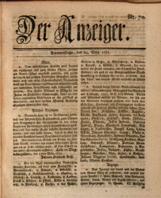 Der Anzeiger (Allgemeiner Anzeiger der Deutschen) Donnerstag 24. März 1791