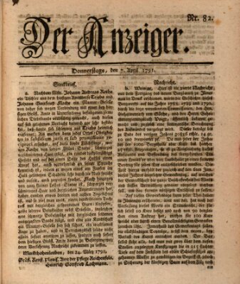 Der Anzeiger (Allgemeiner Anzeiger der Deutschen) Donnerstag 7. April 1791