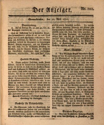 Der Anzeiger (Allgemeiner Anzeiger der Deutschen) Samstag 30. April 1791