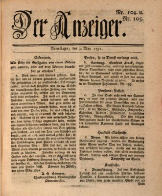 Der Anzeiger (Allgemeiner Anzeiger der Deutschen) Dienstag 3. Mai 1791