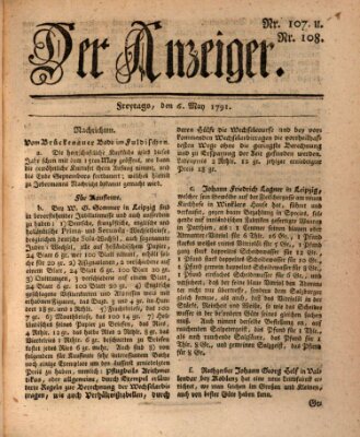 Der Anzeiger (Allgemeiner Anzeiger der Deutschen) Freitag 6. Mai 1791