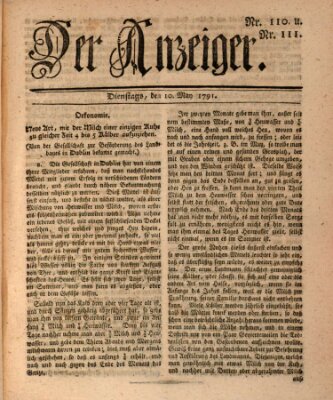 Der Anzeiger (Allgemeiner Anzeiger der Deutschen) Dienstag 10. Mai 1791