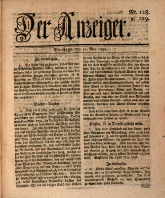 Der Anzeiger (Allgemeiner Anzeiger der Deutschen) Dienstag 31. Mai 1791