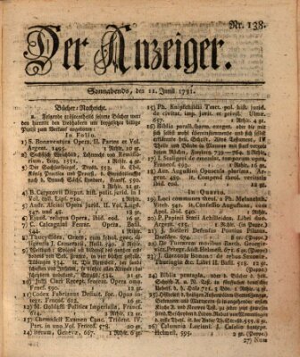 Der Anzeiger (Allgemeiner Anzeiger der Deutschen) Samstag 11. Juni 1791