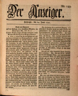 Der Anzeiger (Allgemeiner Anzeiger der Deutschen) Freitag 24. Juni 1791