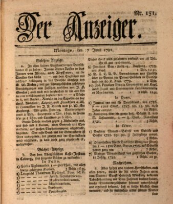 Der Anzeiger (Allgemeiner Anzeiger der Deutschen) Montag 27. Juni 1791