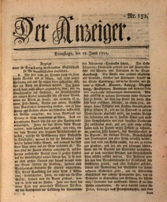 Der Anzeiger (Allgemeiner Anzeiger der Deutschen) Dienstag 28. Juni 1791