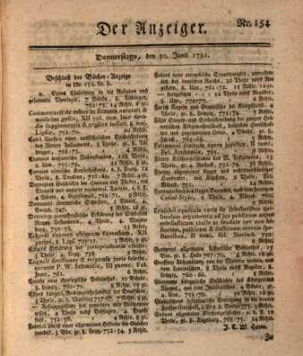 Der Anzeiger (Allgemeiner Anzeiger der Deutschen) Donnerstag 30. Juni 1791