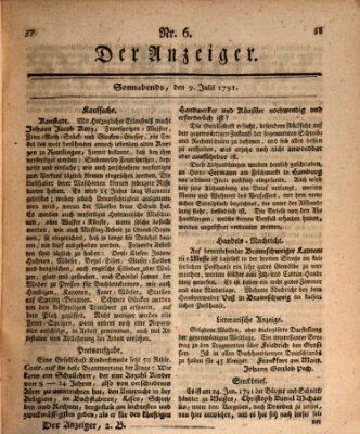 Der Anzeiger (Allgemeiner Anzeiger der Deutschen) Samstag 9. Juli 1791