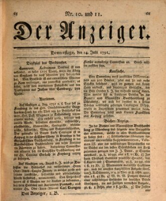 Der Anzeiger (Allgemeiner Anzeiger der Deutschen) Donnerstag 14. Juli 1791