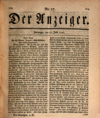 Der Anzeiger (Allgemeiner Anzeiger der Deutschen) Freitag 22. Juli 1791