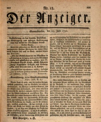 Der Anzeiger (Allgemeiner Anzeiger der Deutschen) Samstag 23. Juli 1791