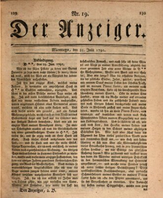 Der Anzeiger (Allgemeiner Anzeiger der Deutschen) Montag 25. Juli 1791