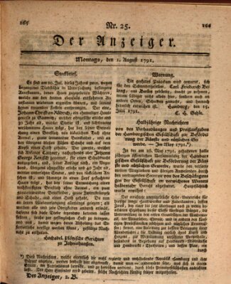 Der Anzeiger (Allgemeiner Anzeiger der Deutschen) Montag 1. August 1791