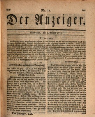 Der Anzeiger (Allgemeiner Anzeiger der Deutschen) Montag 8. August 1791