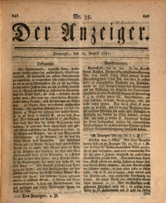 Der Anzeiger (Allgemeiner Anzeiger der Deutschen) Freitag 12. August 1791