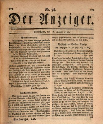 Der Anzeiger (Allgemeiner Anzeiger der Deutschen) Dienstag 16. August 1791