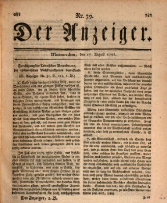 Der Anzeiger (Allgemeiner Anzeiger der Deutschen) Mittwoch 17. August 1791