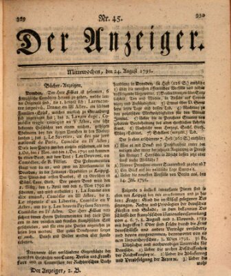 Der Anzeiger (Allgemeiner Anzeiger der Deutschen) Mittwoch 24. August 1791